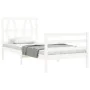 Weißer Massivholzbettrahmen mit Kopfteil 90x200 cm von vidaXL, Betten und Lattenroste - Ref: Foro24-3194362, Preis: 97,37 €, ...