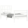 White solid wood bed frame with headboard 90x200 cm by vidaXL, Beds and slatted bases - Ref: Foro24-3194362, Price: 96,13 €, ...