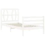 Weißer Massivholzbettrahmen mit Kopfteil 90x200 cm von vidaXL, Betten und Lattenroste - Ref: Foro24-3194362, Preis: 97,37 €, ...