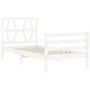 White solid wood bed frame with headboard 90x200 cm by vidaXL, Beds and slatted bases - Ref: Foro24-3194362, Price: 96,13 €, ...