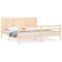 Bed frame with solid wood headboard 200x200 cm by vidaXL, Beds and slatted bases - Ref: Foro24-3194526, Price: 169,41 €, Disc...