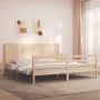 Bed frame with solid wood headboard 200x200 cm by vidaXL, Beds and slatted bases - Ref: Foro24-3194526, Price: 169,41 €, Disc...
