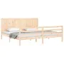 Bed frame with solid wood headboard 200x200 cm by vidaXL, Beds and slatted bases - Ref: Foro24-3194526, Price: 169,41 €, Disc...