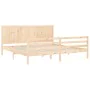 Bed frame with solid wood headboard 200x200 cm by vidaXL, Beds and slatted bases - Ref: Foro24-3194526, Price: 169,41 €, Disc...