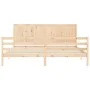 Bed frame with solid wood headboard 200x200 cm by vidaXL, Beds and slatted bases - Ref: Foro24-3194526, Price: 169,41 €, Disc...