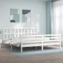 Weißer Massivholzbettrahmen mit Kopfteil 200x200 cm von vidaXL, Betten und Lattenroste - Ref: Foro24-3194397, Preis: 155,53 €...