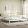 Weißer Massivholzbettrahmen mit Kopfteil 200x200 cm von vidaXL, Betten und Lattenroste - Ref: Foro24-3194397, Preis: 155,53 €...