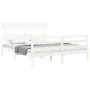 White solid wood bed frame with headboard 160x200 cm by vidaXL, Beds and slatted bases - Ref: Foro24-3195102, Price: 135,33 €...