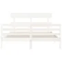 White solid wood bed frame with headboard 160x200 cm by vidaXL, Beds and slatted bases - Ref: Foro24-3195102, Price: 135,33 €...