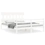 White solid wood bed frame with headboard 160x200 cm by vidaXL, Beds and slatted bases - Ref: Foro24-3195167, Price: 139,08 €...