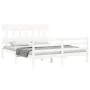 White solid wood bed frame with headboard 160x200 cm by vidaXL, Beds and slatted bases - Ref: Foro24-3195167, Price: 139,08 €...
