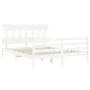 White solid wood bed frame with headboard 160x200 cm by vidaXL, Beds and slatted bases - Ref: Foro24-3195167, Price: 139,08 €...