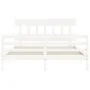 Estructura de cama con cabecero madera maciza blanco 160x200 cm de vidaXL, Camas y somieres - Ref: Foro24-3195167, Precio: 13...