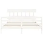 White solid wood bed frame with headboard 160x200 cm by vidaXL, Beds and slatted bases - Ref: Foro24-3195167, Price: 139,08 €...
