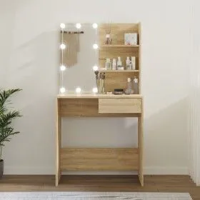 Dresser with LED lights in Sonoma oak color, 74.5x40x141 cm by vidaXL, bathroom vanities - Ref: Foro24-808804, Price: 85,05 €...