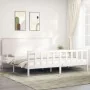 White solid wood bed frame with headboard 200x200 cm by vidaXL, Beds and slatted bases - Ref: Foro24-3193422, Price: 169,67 €...