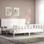 White solid wood bed frame with headboard 200x200 cm by vidaXL, Beds and slatted bases - Ref: Foro24-3193422, Price: 169,67 €...