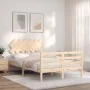 Bed frame with solid wood headboard 120x200 cm by vidaXL, Beds and slatted bases - Ref: Foro24-3195281, Price: 111,21 €, Disc...