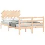 Bed frame with solid wood headboard 120x200 cm by vidaXL, Beds and slatted bases - Ref: Foro24-3195281, Price: 111,21 €, Disc...