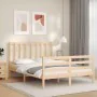 Bed frame with solid wood headboard 140x200 cm by vidaXL, Beds and slatted bases - Ref: Foro24-3193856, Price: 117,84 €, Disc...