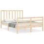 Bed frame with solid wood headboard 140x200 cm by vidaXL, Beds and slatted bases - Ref: Foro24-3193856, Price: 117,84 €, Disc...