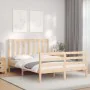Bed frame with solid wood headboard 140x200 cm by vidaXL, Beds and slatted bases - Ref: Foro24-3193856, Price: 117,84 €, Disc...