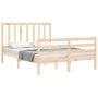 Bed frame with solid wood headboard 140x200 cm by vidaXL, Beds and slatted bases - Ref: Foro24-3193856, Price: 117,84 €, Disc...