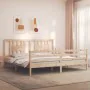 Bed frame with solid wood headboard 200x200 cm by vidaXL, Beds and slatted bases - Ref: Foro24-3194591, Price: 144,66 €, Disc...