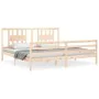 Bed frame with solid wood headboard 200x200 cm by vidaXL, Beds and slatted bases - Ref: Foro24-3194591, Price: 144,66 €, Disc...