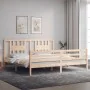 Bed frame with solid wood headboard 200x200 cm by vidaXL, Beds and slatted bases - Ref: Foro24-3194591, Price: 144,66 €, Disc...