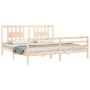 Bed frame with solid wood headboard 200x200 cm by vidaXL, Beds and slatted bases - Ref: Foro24-3194591, Price: 144,66 €, Disc...