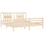 Bed frame with solid wood headboard 200x200 cm by vidaXL, Beds and slatted bases - Ref: Foro24-3194591, Price: 144,66 €, Disc...