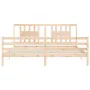 Bed frame with solid wood headboard 200x200 cm by vidaXL, Beds and slatted bases - Ref: Foro24-3194591, Price: 144,66 €, Disc...