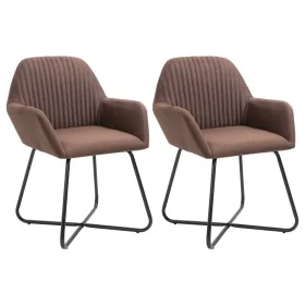 Swivel dining chairs 2 units brown fabric by vidaXL, dining chairs - Ref: Foro24-249810, Price: 184,08 €, Discount: %