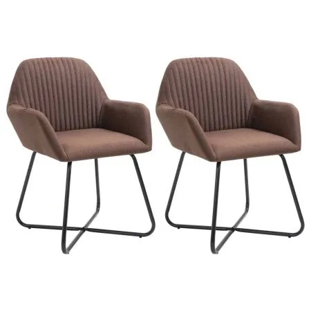 Drehbare Esszimmerstühle, 2 Einheiten, brauner Stoff von vidaXL, Essstühle - Ref: Foro24-249810, Preis: 184,07 €, Rabatt: %