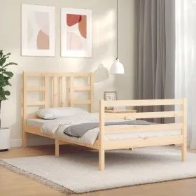 Bettgestell mit Massivholzkopfteil 100x200 cm von vidaXL, Betten und Lattenroste - Ref: Foro24-3193911, Preis: 109,26 €, Raba...