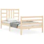 Bed frame with solid wood headboard 100x200 cm by vidaXL, Beds and slatted bases - Ref: Foro24-3193911, Price: 109,26 €, Disc...