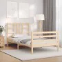Bed frame with solid wood headboard 100x200 cm by vidaXL, Beds and slatted bases - Ref: Foro24-3193911, Price: 109,26 €, Disc...
