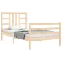 Bed frame with solid wood headboard 100x200 cm by vidaXL, Beds and slatted bases - Ref: Foro24-3193911, Price: 109,26 €, Disc...