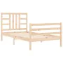 Bed frame with solid wood headboard 100x200 cm by vidaXL, Beds and slatted bases - Ref: Foro24-3193911, Price: 109,26 €, Disc...