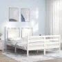 Weißer Massivholzbettrahmen mit Kopfteil 120x200 cm von vidaXL, Betten und Lattenroste - Ref: Foro24-3194047, Preis: 130,72 €...