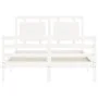 Weißer Massivholzbettrahmen mit Kopfteil 120x200 cm von vidaXL, Betten und Lattenroste - Ref: Foro24-3194047, Preis: 130,72 €...