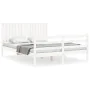 White solid wood bed frame with headboard 160x200 cm by vidaXL, Beds and slatted bases - Ref: Foro24-3194777, Price: 173,73 €...