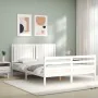 White solid wood bed frame with headboard 160x200 cm by vidaXL, Beds and slatted bases - Ref: Foro24-3194777, Price: 173,73 €...