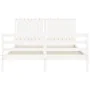 White solid wood bed frame with headboard 160x200 cm by vidaXL, Beds and slatted bases - Ref: Foro24-3194777, Price: 173,73 €...