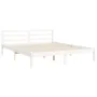 White solid wood bed frame with headboard 160x200 cm by vidaXL, Beds and slatted bases - Ref: Foro24-3194777, Price: 173,73 €...