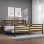 Honey brown solid wood bed frame and headboard 200x200 cm by vidaXL, Beds and slatted bases - Ref: Foro24-3194724, Price: 170...