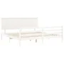 White solid wood bed frame with headboard 200x200 cm by vidaXL, Beds and slatted bases - Ref: Foro24-3195242, Price: 169,84 €...