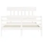 White solid wood bed frame with headboard 140x200 cm by vidaXL, Beds and slatted bases - Ref: Foro24-3195157, Price: 128,67 €...
