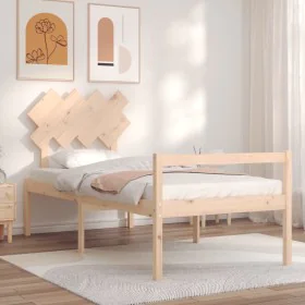 Cama para personas mayores con cabecero madera maciza 90x200 cm de vidaXL, Camas y somieres - Ref: Foro24-3195531, Precio: 12...